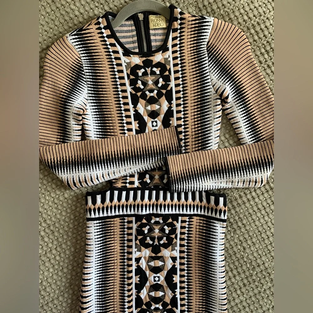 Torn By Ronny Kobo knit black, white, and nude dress - Picture 5 of 9